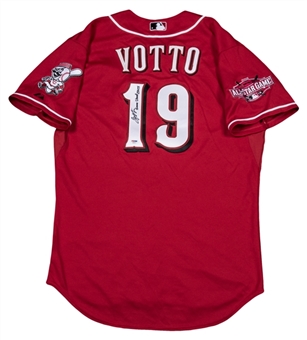 2015 Joey Votto Game Used & Signed/Inscribed Cincinnati Reds Red Alternate Jersey (PSA/DNA) 